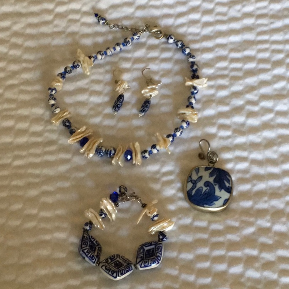 Blue and white